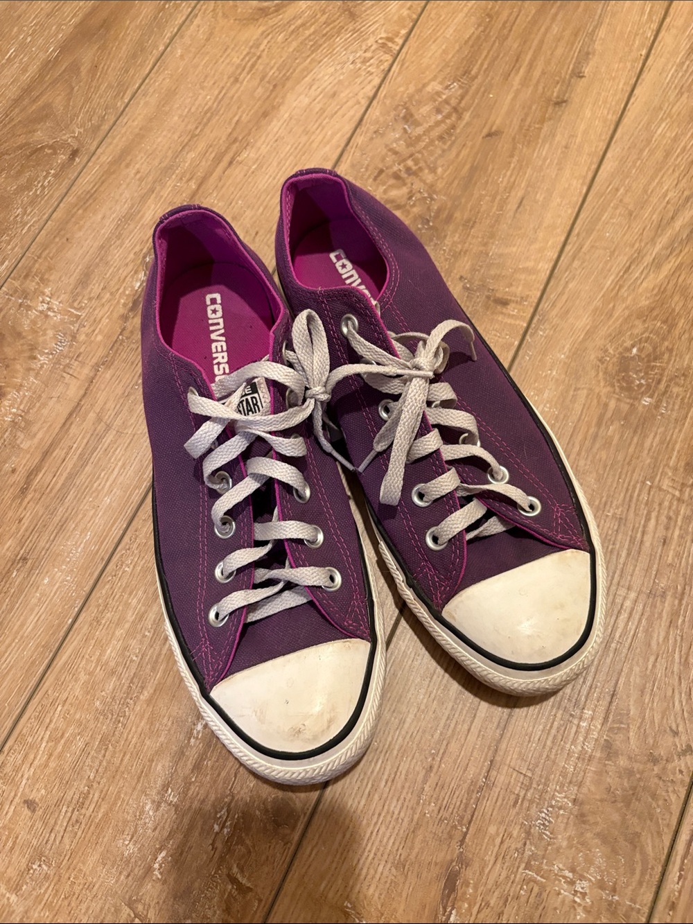 Converse Low Top Sneakers in Deep Purple with White Accents
